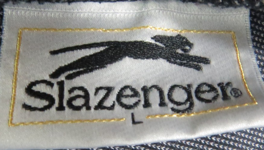 Slazenger Vintage 90s Mock Neck Shirt Men Large Gray White Pinstripe Long Sleeve gallery