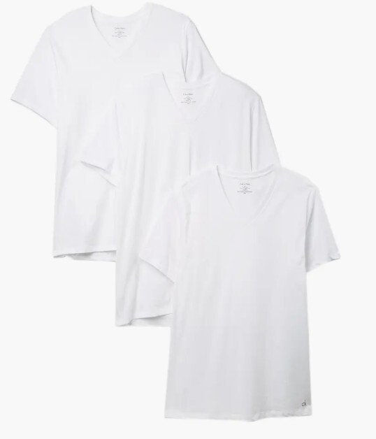 3 PACK CALVIN KLEIN V NECK SIZE 2XL XXL BLACK WHITE COTTON STRETCH T-SHIRTS NWT gallery