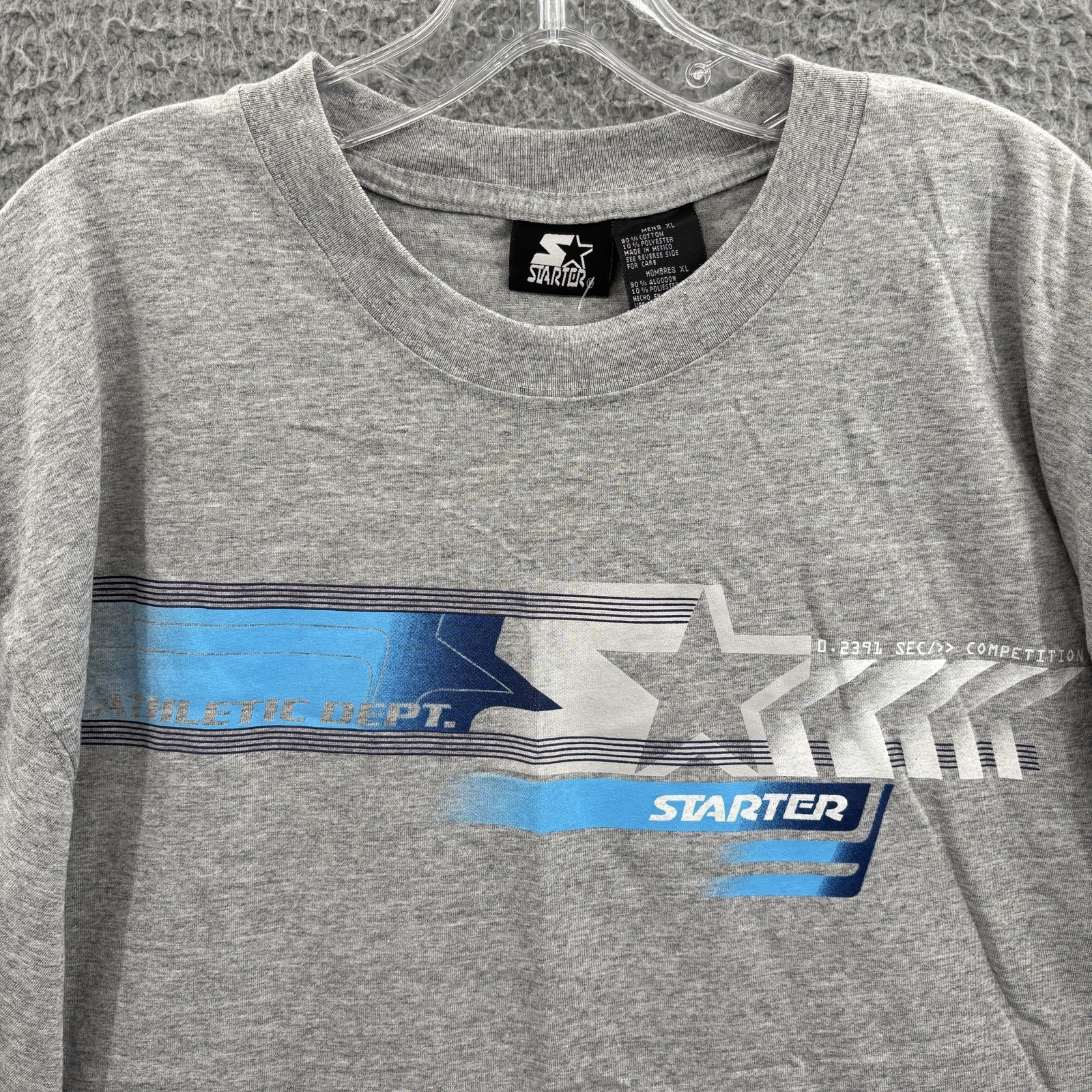 Vintage Starter T Shirt Mens XL VTG 90s Sports Tee Gray Crewneck Spell Out Logo gallery