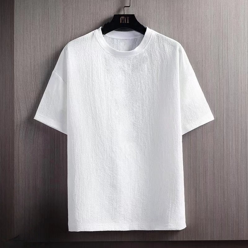 New Men's Polyester Fiber Plain Crew Neck Ice Silk Short Sleeves T-Shirt M-3XL gallery