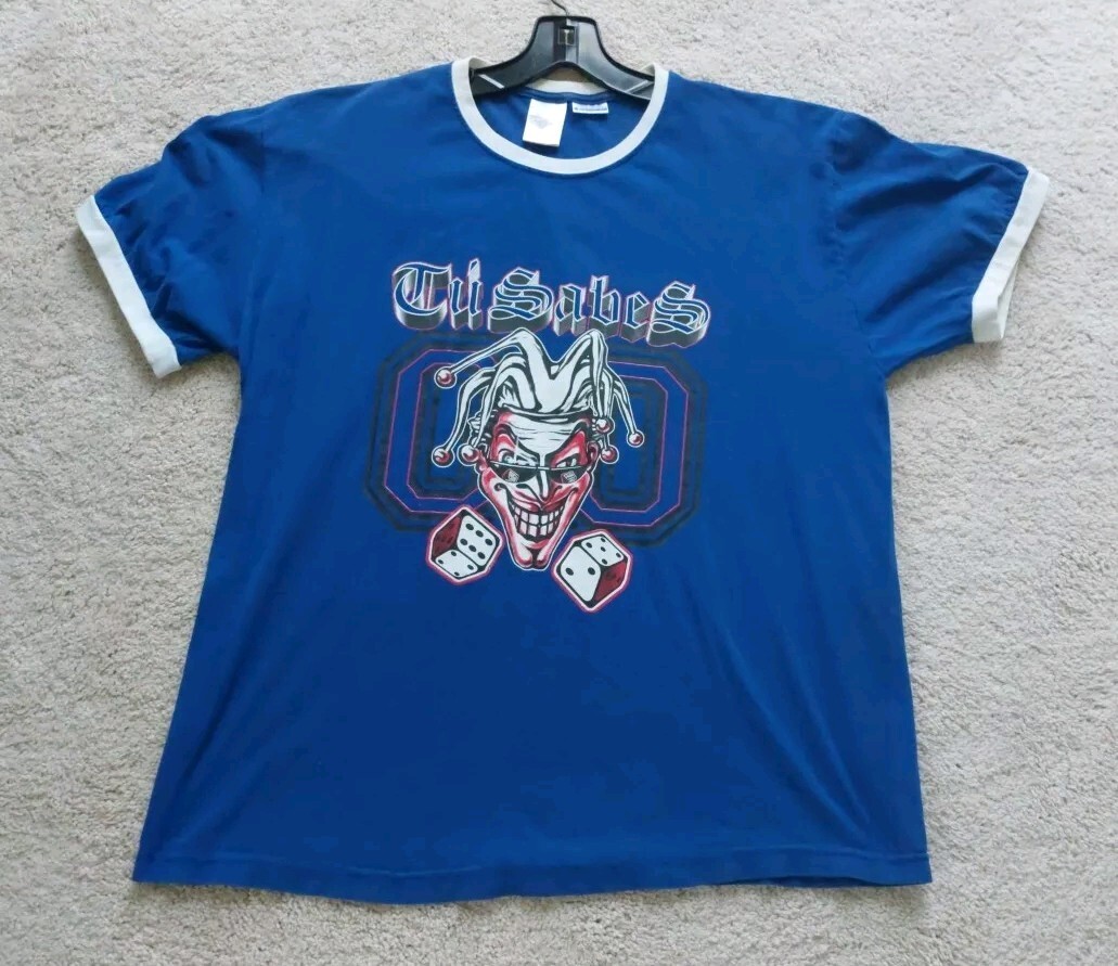 No Boundaries Graphic Joker Jester Dice T-Shirt Mens Lg Vintage 2-tone gallery