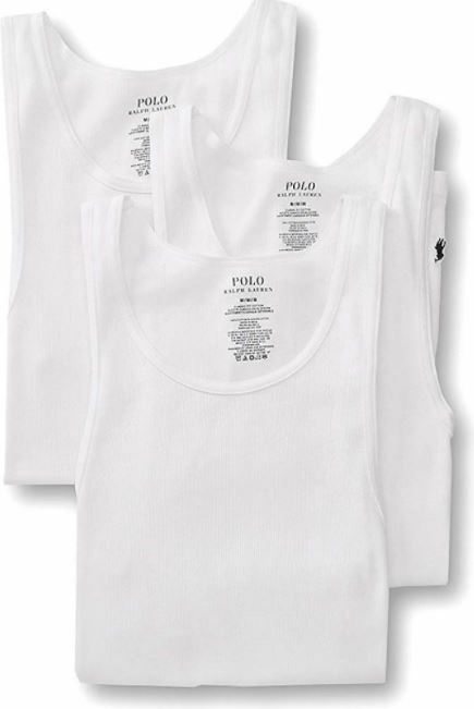 3 GENUINE POLO RALPH LAUREN COTTON WHITE TANKS T-SHIRTS UNDERSHIRTS S M L XL XXL gallery