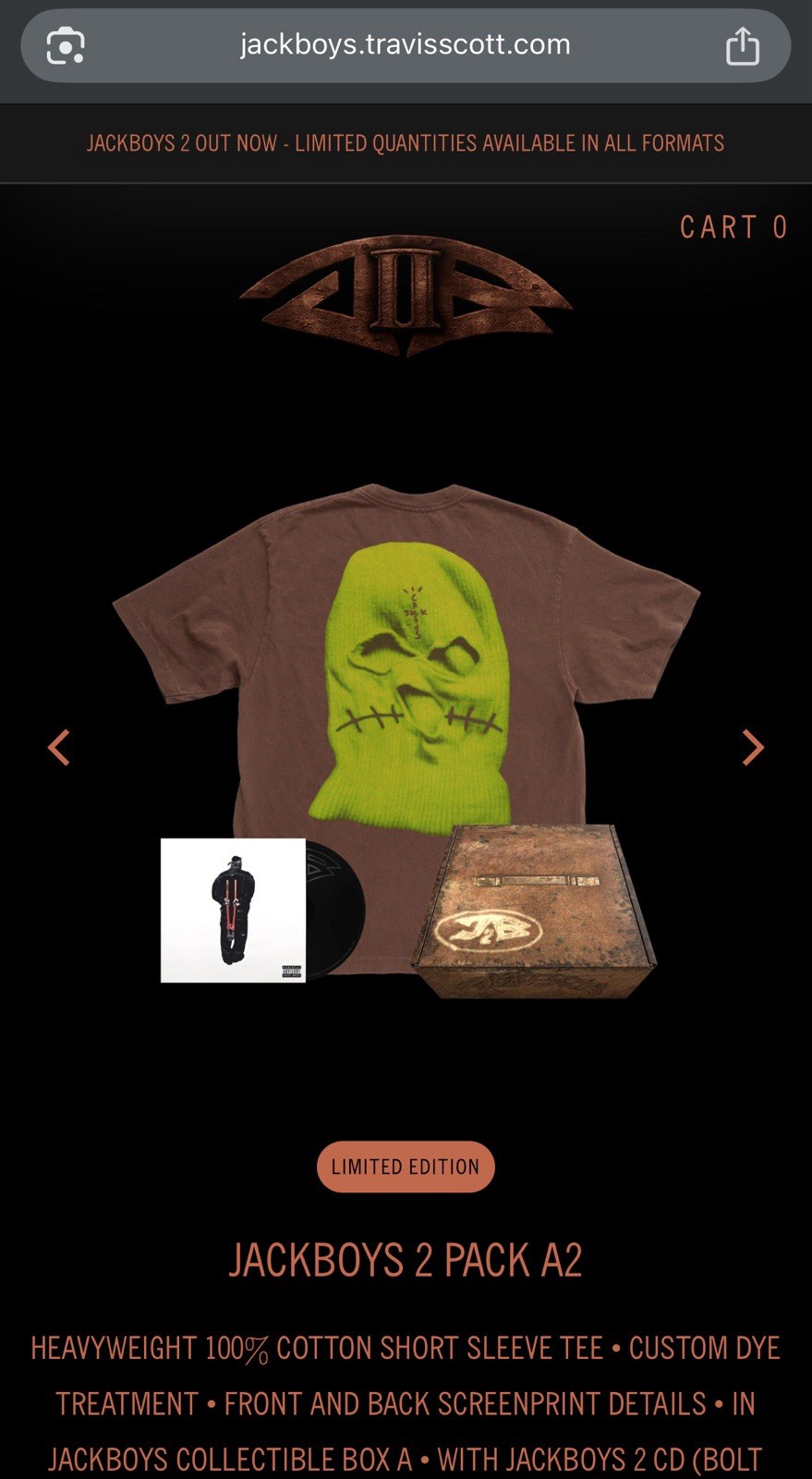 TRAVIS SCOTT CACTUS JACK Limited Edition Jackboys 2 T-Shirt / CD Rare Box Set XL gallery