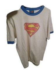 Superman DC Comics T Shirt Mens Medium Ringer Vintage Large Comics Movie TV Show