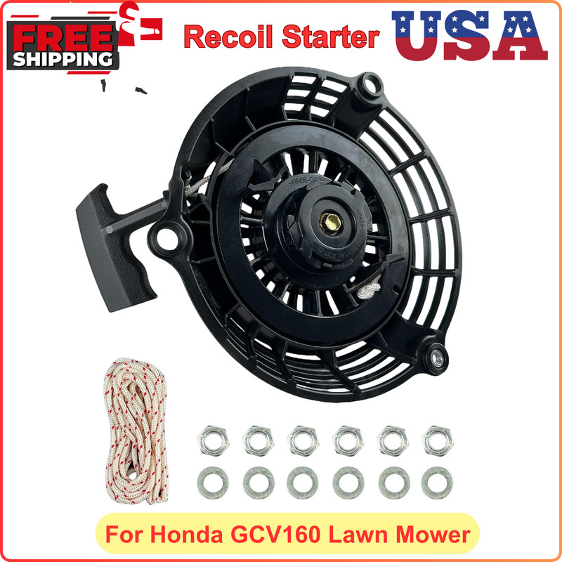 Recoil Starter for Honda GCV160 Black Pull Start Assembly for GCV160 Lawn Mower