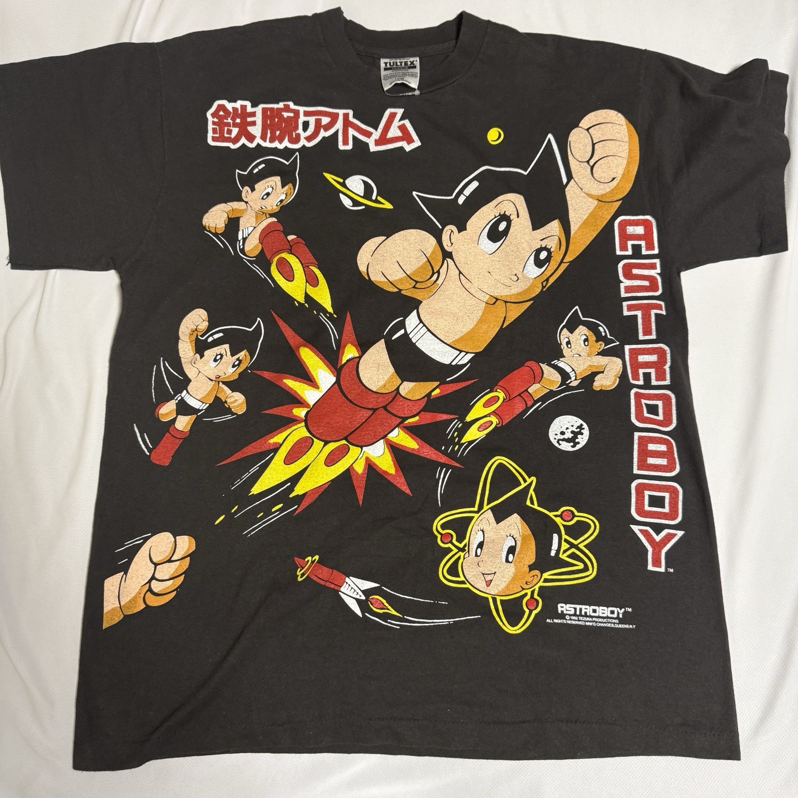 90s vintage Astro boy Tee T-shirt Black Tezuka Osamu Japan Anime Tultex