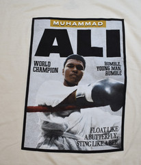 Muhammad Ali Mens World Champion Rumble. Young Man Rumble Cream Shirt New L, XL