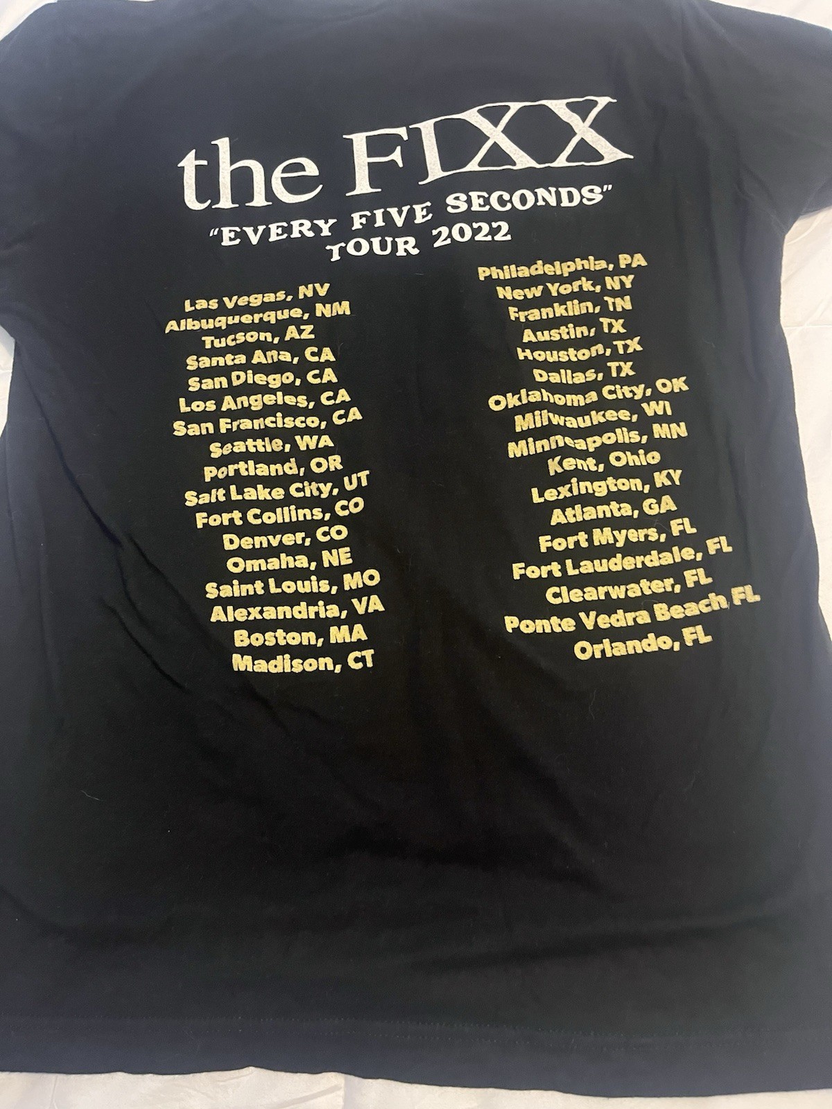 The Fixx Every Five Seconds Tour 2022 Black Graphic Print Tee Mens M gallery