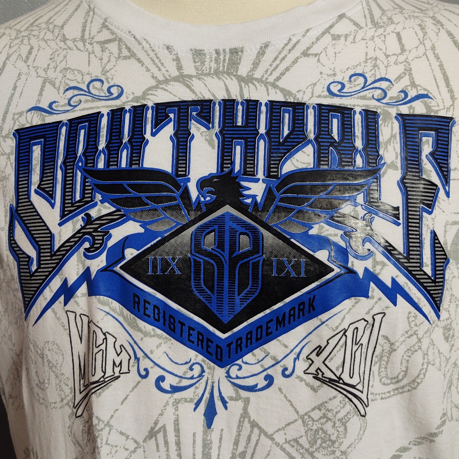 VTG Southpole T-Shirt Heat Press Spell Out Logo Short Sleeve White Y2K Men's XXL gallery