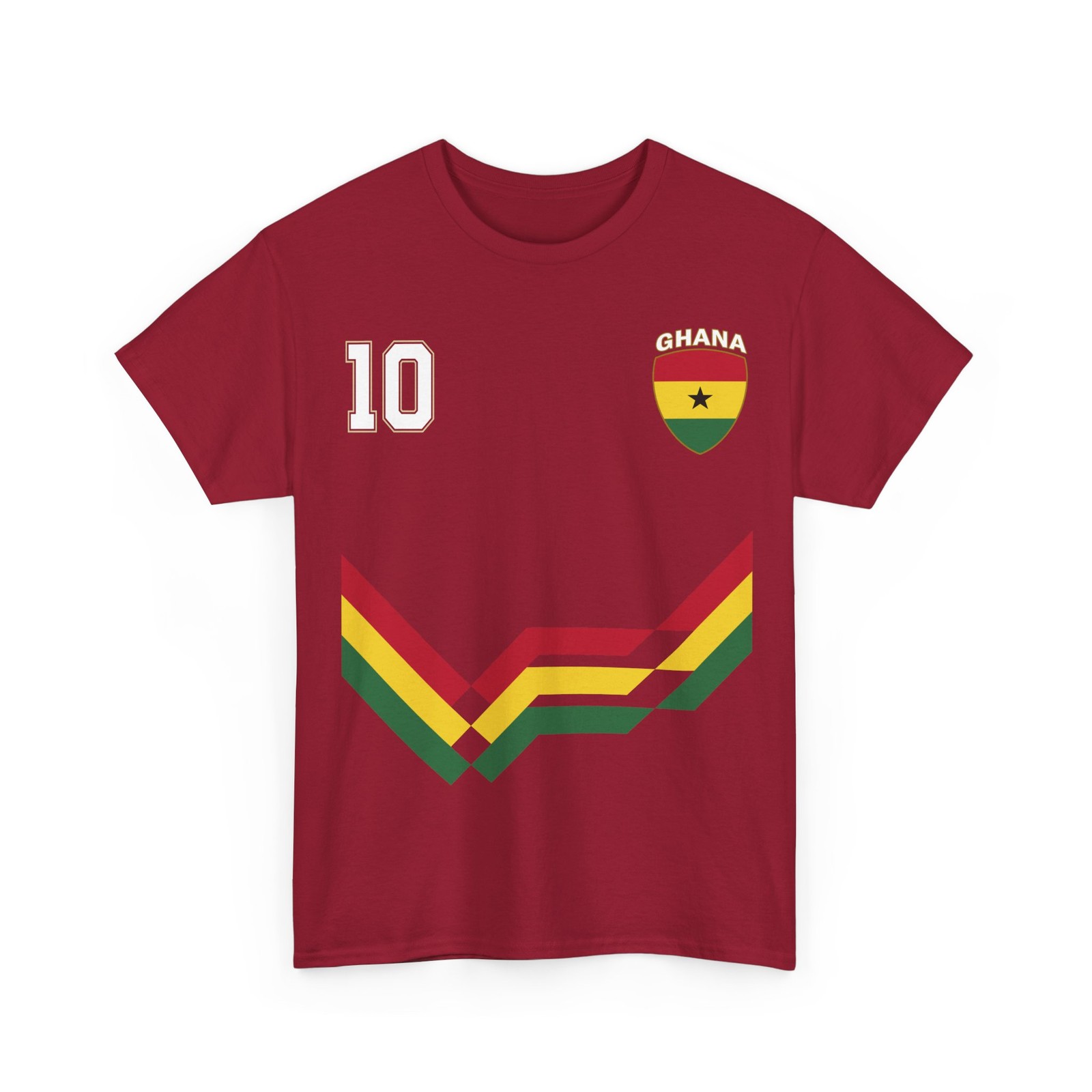 Ghana Number 10 Soccer Jersey Style Shirt, Ghanaian Flag Soccer Shirt