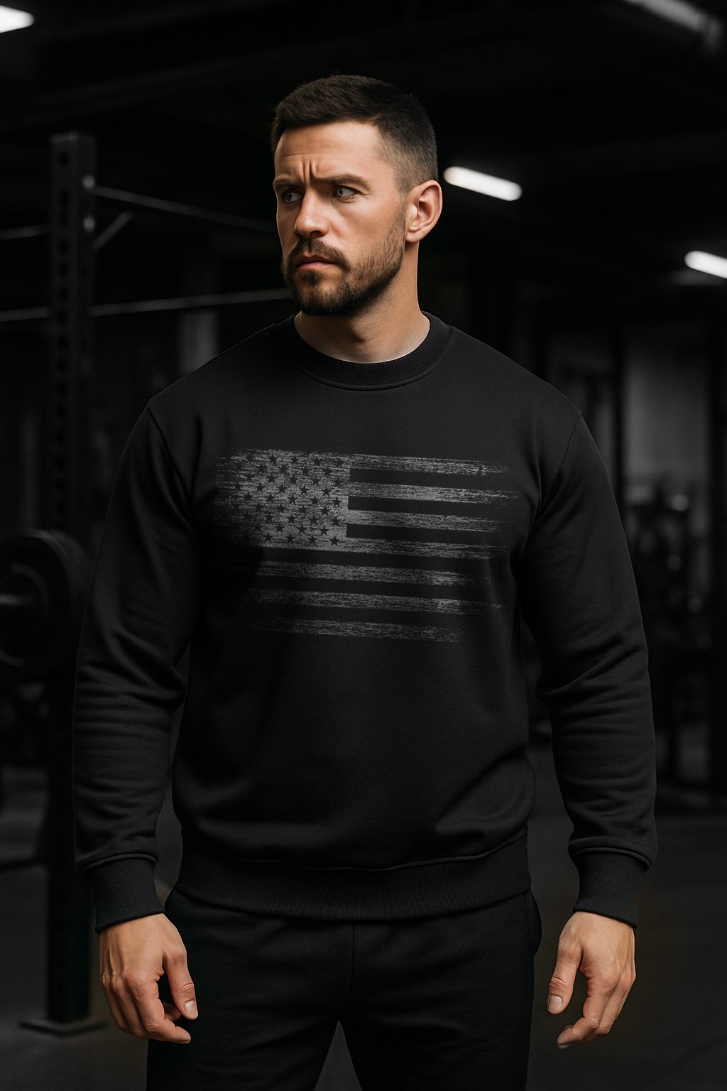 Distressed American Flag Sweatshirt | Patriotic USA Crewneck | Unisex Fleece gallery