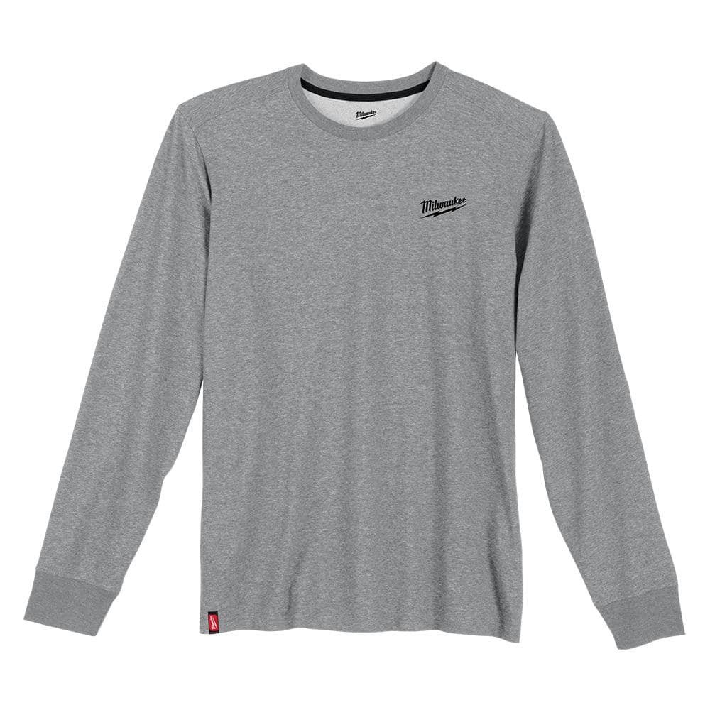 Milwaukee Men's Large Gray Cotton/Polyester Long-Sleeve Hybrid Work T-Shirt gallery