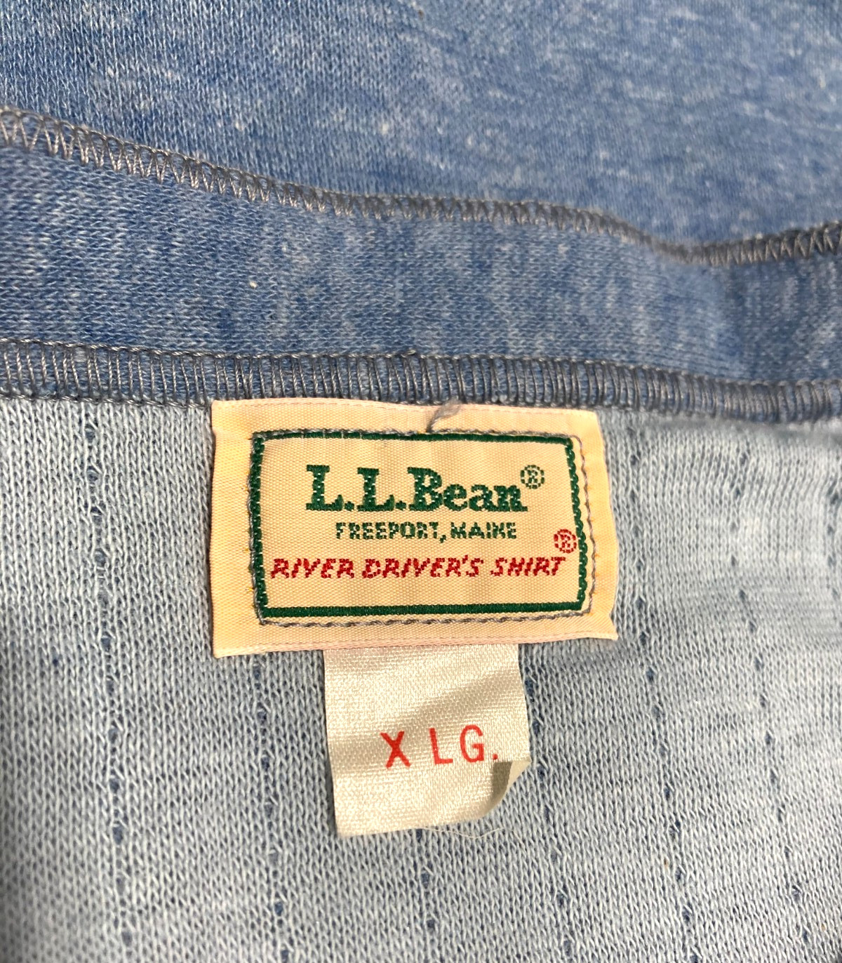 LL BEAN Mens River Drivers Shirt 90s Two Layer Henley Thermal Wool Blend Blue XL gallery