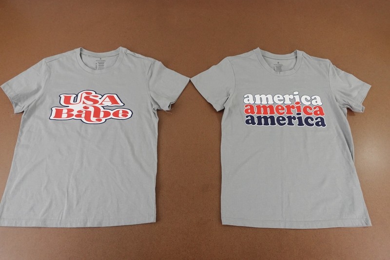 Adult Small Gray Cotton America USA Babe Graphic Short Sleeve Tee 2 Pack New