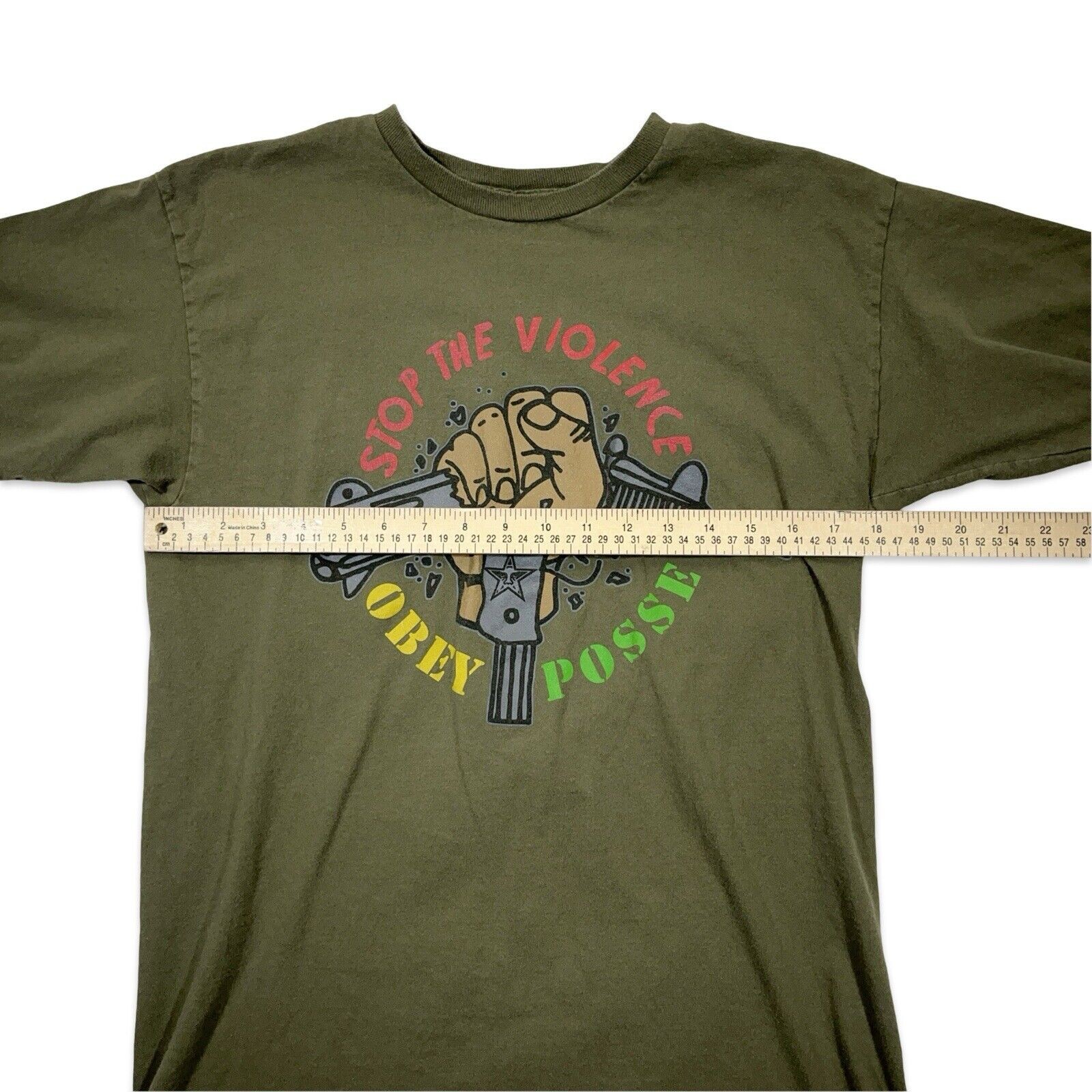 Vintage Obey Posse T Shirt Men M Medium Graphic Logo Stop The Violence Y2K Rare gallery
