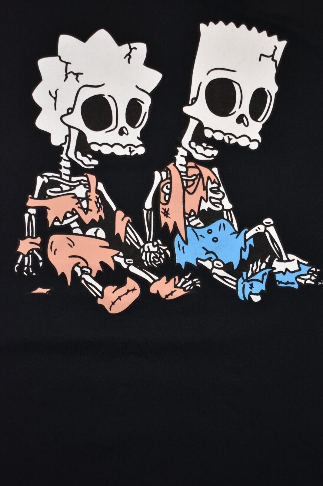 The Simpsons Mens Bart & Lisa Simpson Skeletons Funny Black Shirt New S-XL gallery