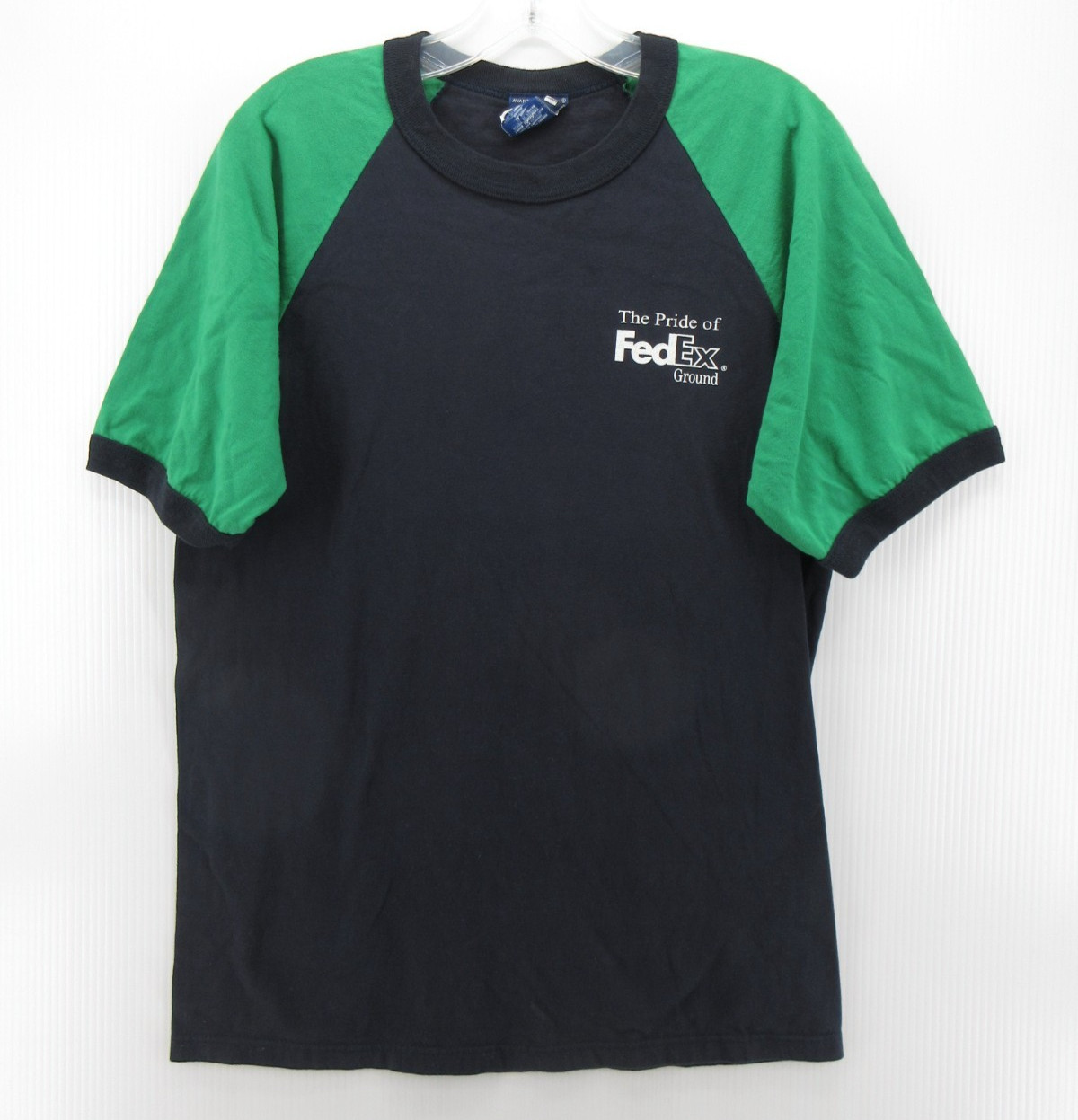 VINTAGE FedEx Shirt Men Medium Blue Ground Employee Uniform Promo Ringer Y2K *
