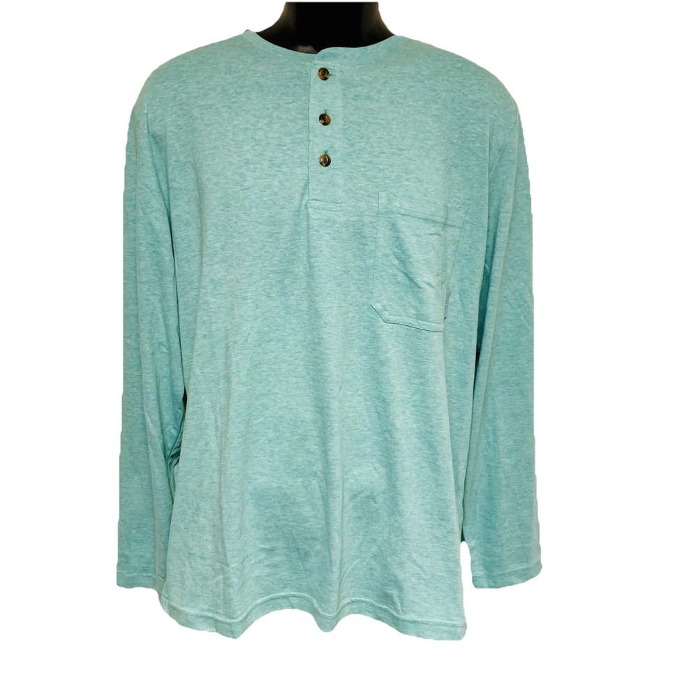 Ocean Coast Men’s Medium Teal Green L/S Pocket Henley T-Shirt NWT