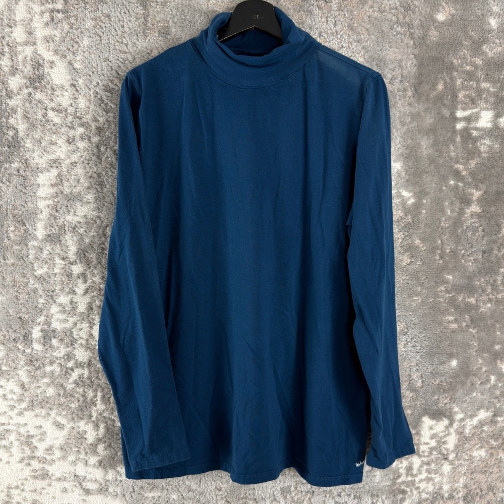 Woolrich Size 2XL Mock Neck Cotton Spandex Pullover Shirt Blue Long Sleeve Mens