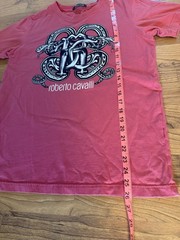 Roberto Cavalli Men’s Red Snake Logo Graphic Print Crew Neck T-Shirt Sz M