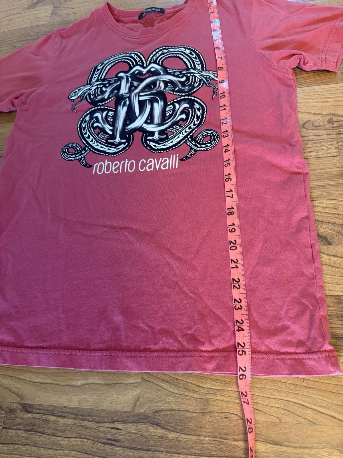 Roberto Cavalli Men’s Red Snake Logo Graphic Print Crew Neck T-Shirt Sz M gallery