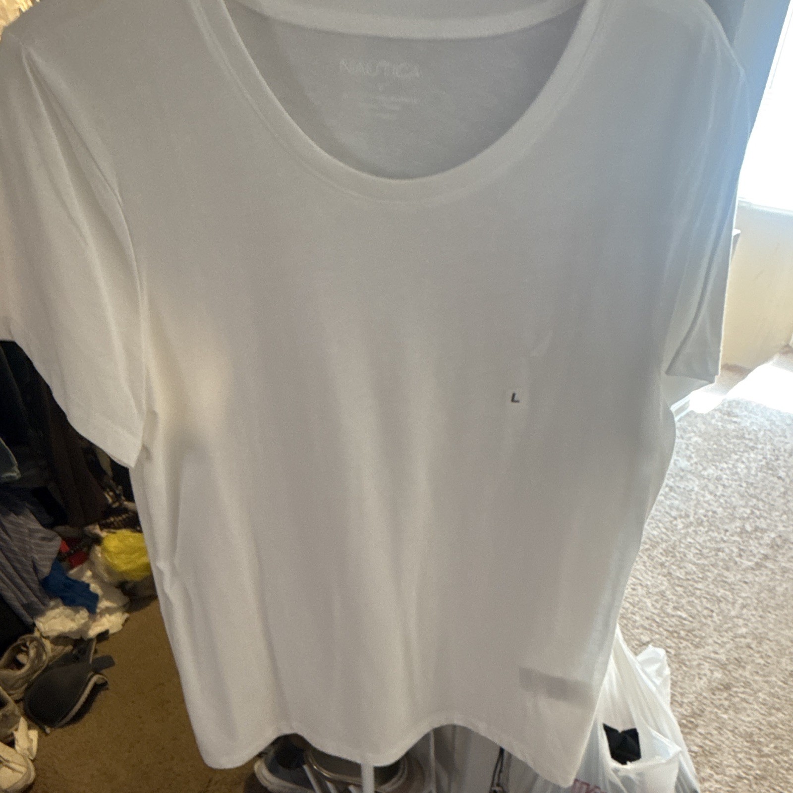 Nautica Women’s White Logo Crew Neck Short Sleeve Regular Fit T-Shirt Size L gallery
