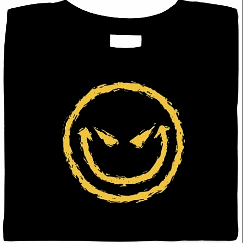 Evil Smiley Face Shirt, Goth, Devilish Grin, Wicked Cool, T-Shirt