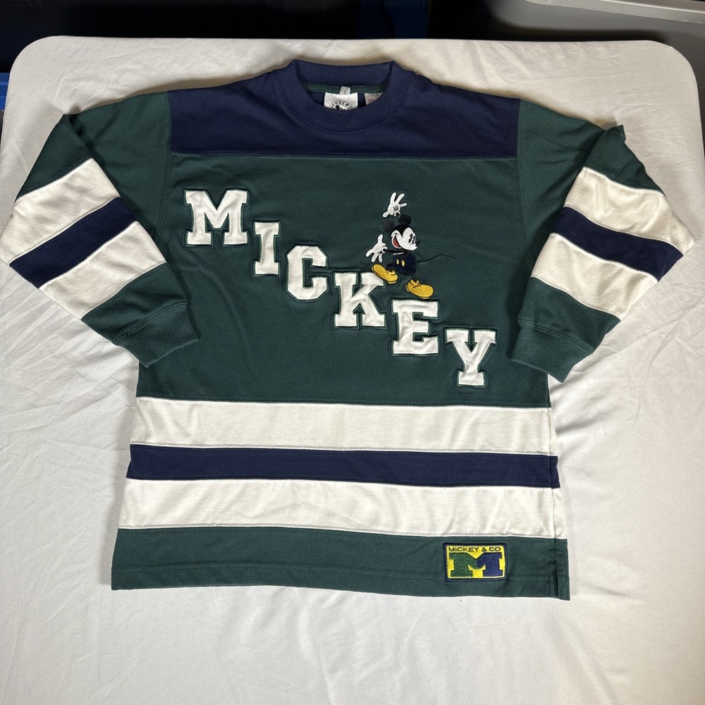 Disney Park Variant Mickey & Co Shirt Men’s Small Green White Blue Rugby 1990’s