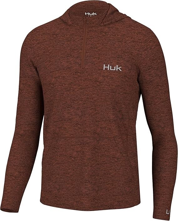 HUK Men's Coldfront Hoodie LS Baked Clay Heather H1200530-647- CHOOSE YOUR SIZE gallery