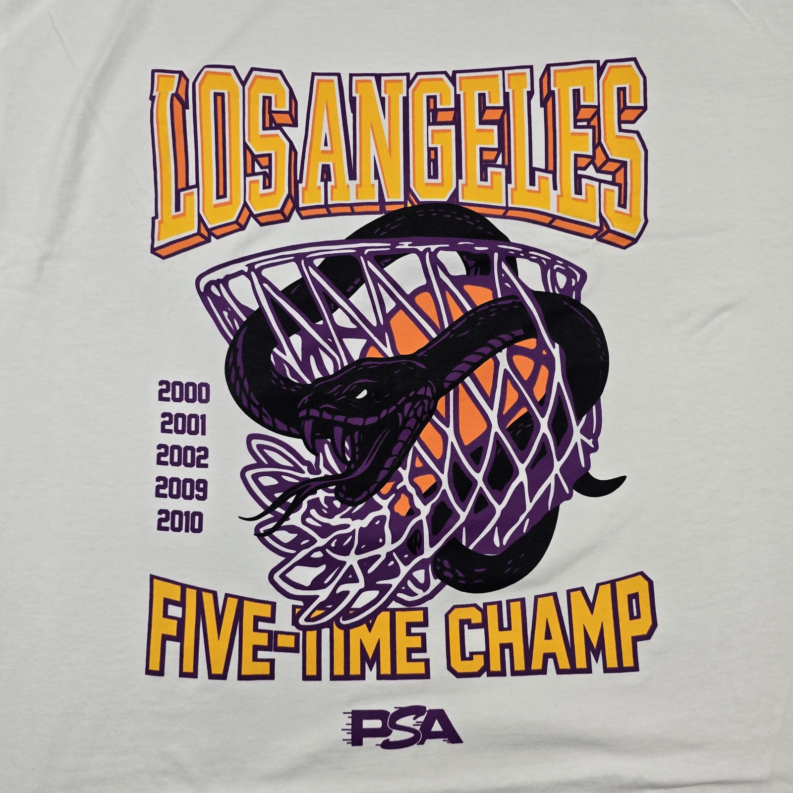 PSA Shirt Mens XL White Los Angeles Five-Time Champ Basketball Graphic Tee USA gallery