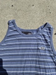 Lost Men’s Blue White Striped Logo Crew Neck Sleeveless T-Shirt Size XL Regular