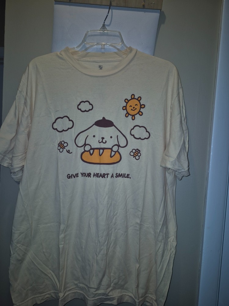 Ripple Junction Sanrio Pompompurin Baguette Yellow Tee Shirt Size XL