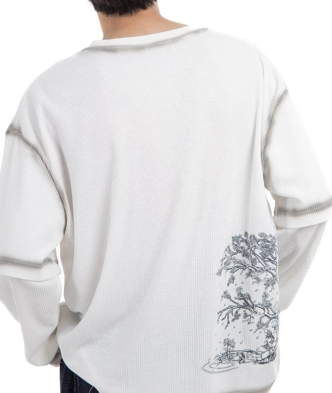 Shihiko Sakura Long Sleeve/Short Slv Layered Thermal/Waffle Knit Embroidered Lg. gallery