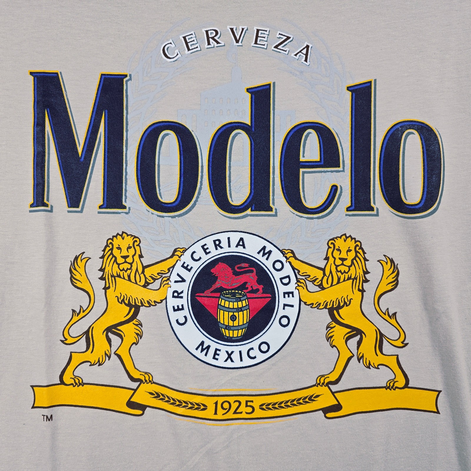MODELO SHIRT MENS Large Beige Beer Casual Cervesa Logo Lager NWT gallery