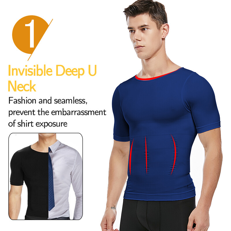 Men's Slimming T-shirt Weight Loss Body Shaper Tank Tops Chest Compression Shirt gallery