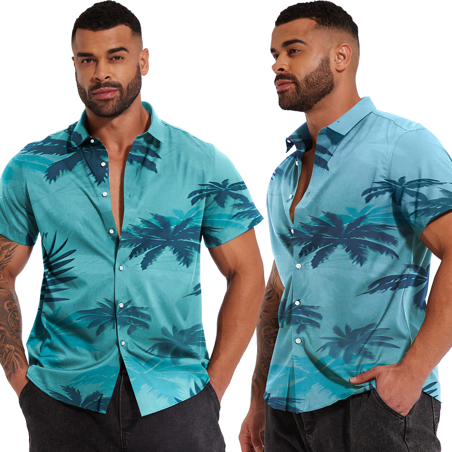Mens Hawaiian Shirt Floral Palm Tree Sunset Surf Beach Sea Holiday Stag Dance gallery
