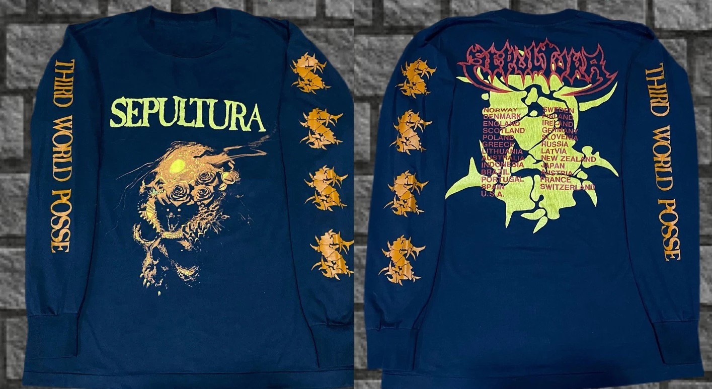 1992 Sepultura - Third World Posse Tour Vintage Long Sleeves Shirt Navy TU568 gallery