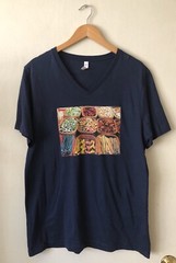 Bella + Canvas Navy Blue V-Neck Tee T-Shirt with Graphic Size Large