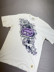 Y2K Eckō Unltd White And Purple Graphic Design T-Shirt Men’s Large