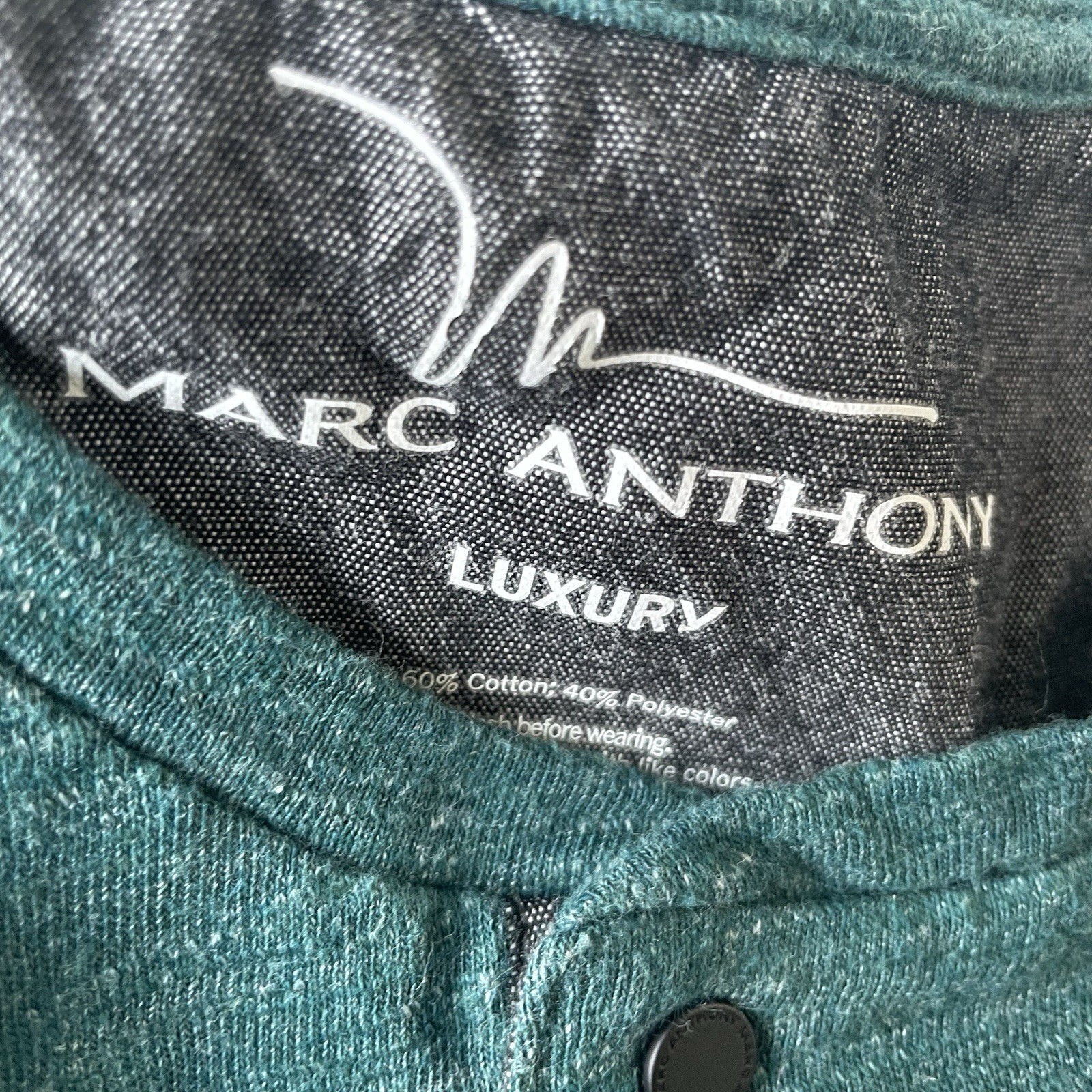 Marc Anthony Luxury Men's Teal Solid Knit Henley Button Long Sleeve Tee M Luxery gallery
