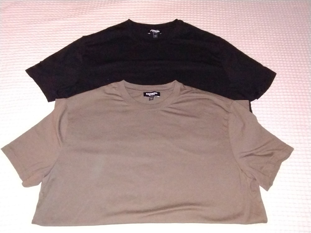 EXPRESS Mens 2 pack Solid Green & Black Pima Cotton T Shirts Size Large EUC