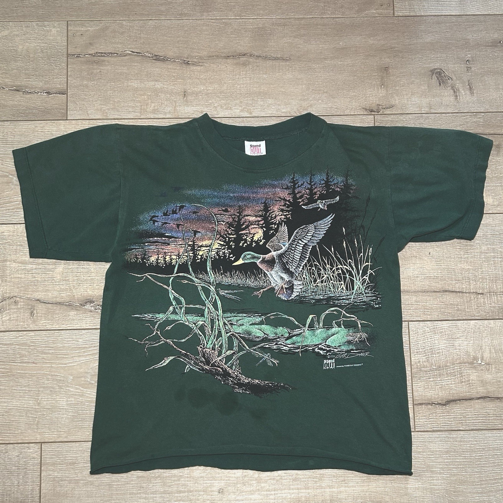 Vintage 1994 Mallard Duck T Shirt L Wildlife Nature Waterfowl Raw Hem Boxy VTG gallery