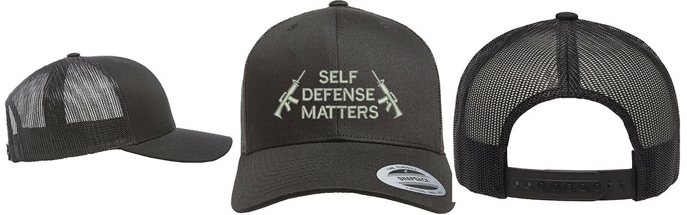 Yupoong Snapback Trucker Embroidered Hat Self Defense Matters 2nd Amendment AR15