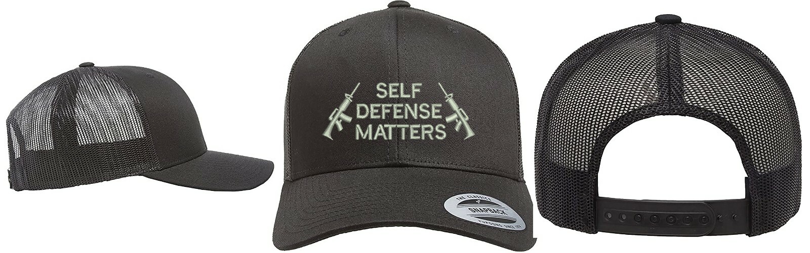 Yupoong Snapback Trucker Embroidered Hat Self Defense Matters 2nd Amendment AR15