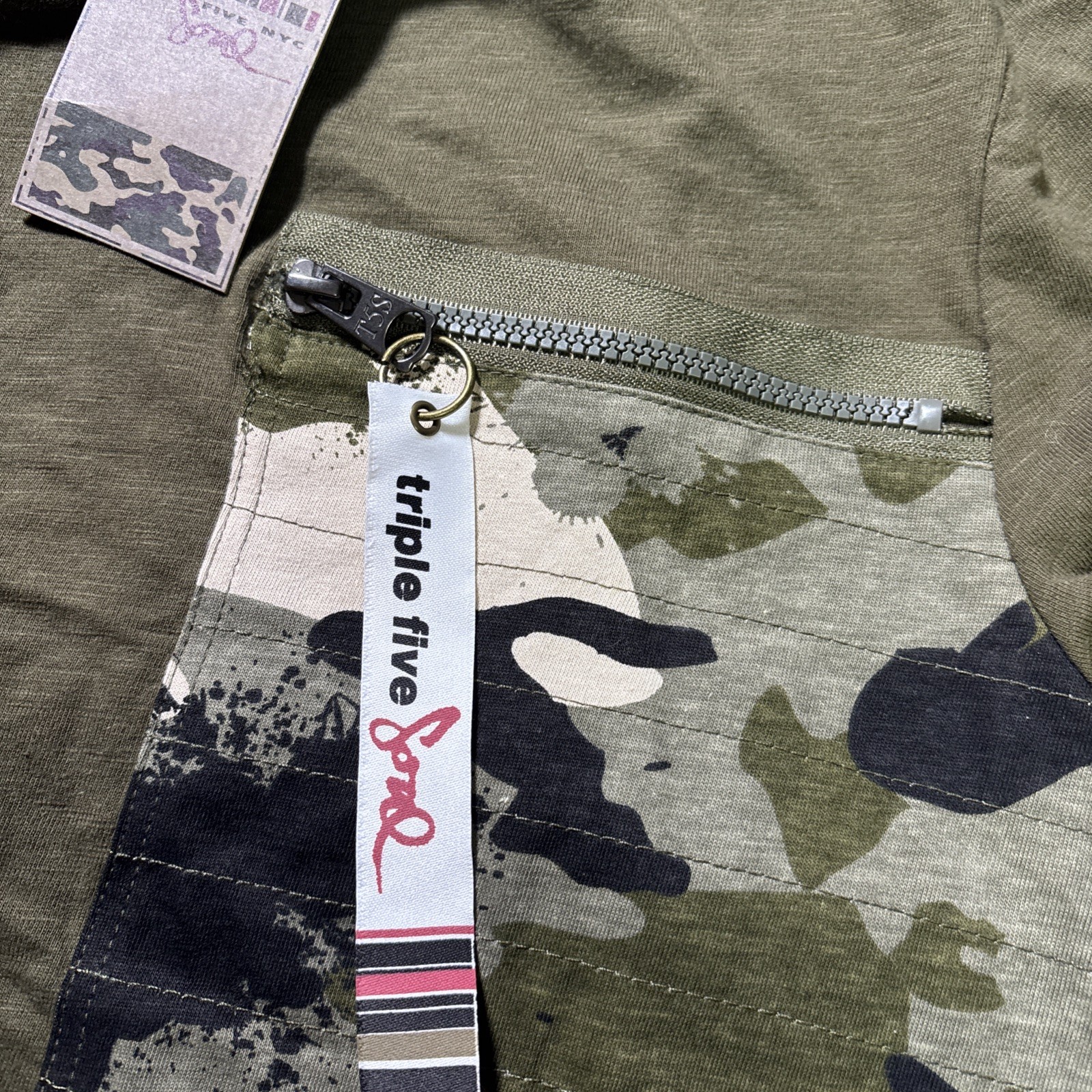 Triple Five Soul Shirt Mens XL Tee Camouflage Army Fatigue Grunge Zipper NWT gallery