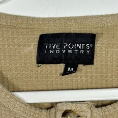 Five Points Industry Mens Tan Waffle Knit Henley Long Sleeve Shirt Medium Khaki