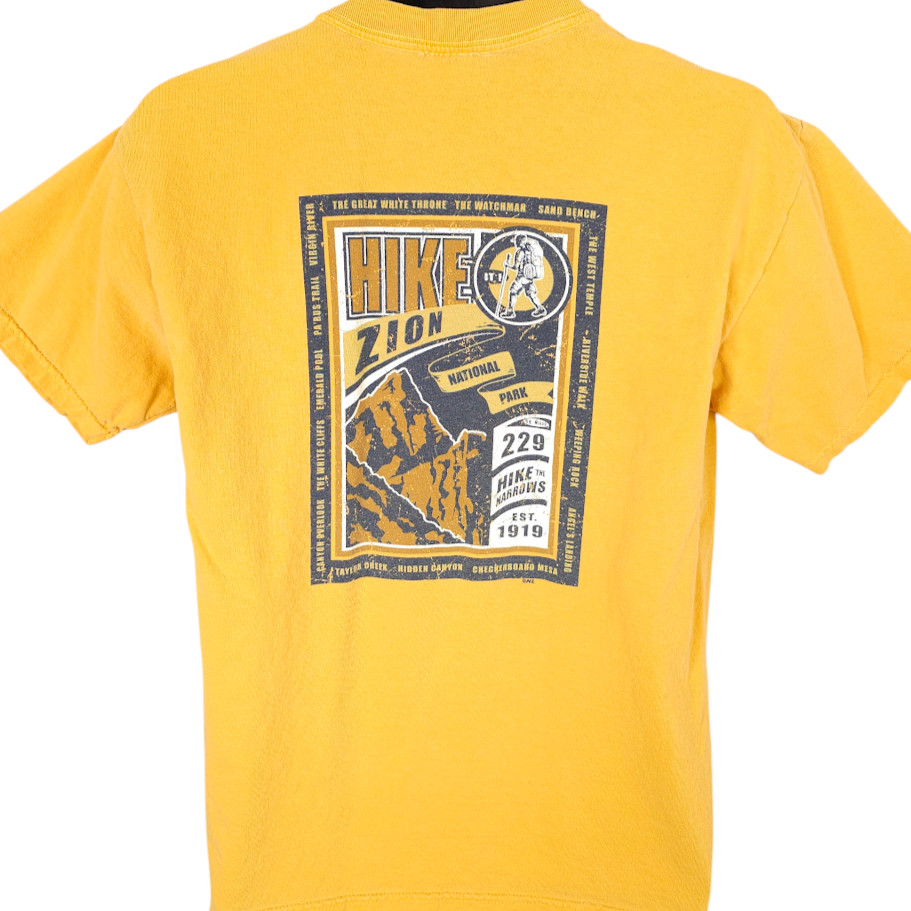 Hike Zion T Shirt Mens Size Medium Yellow National Park Travel Destination gallery