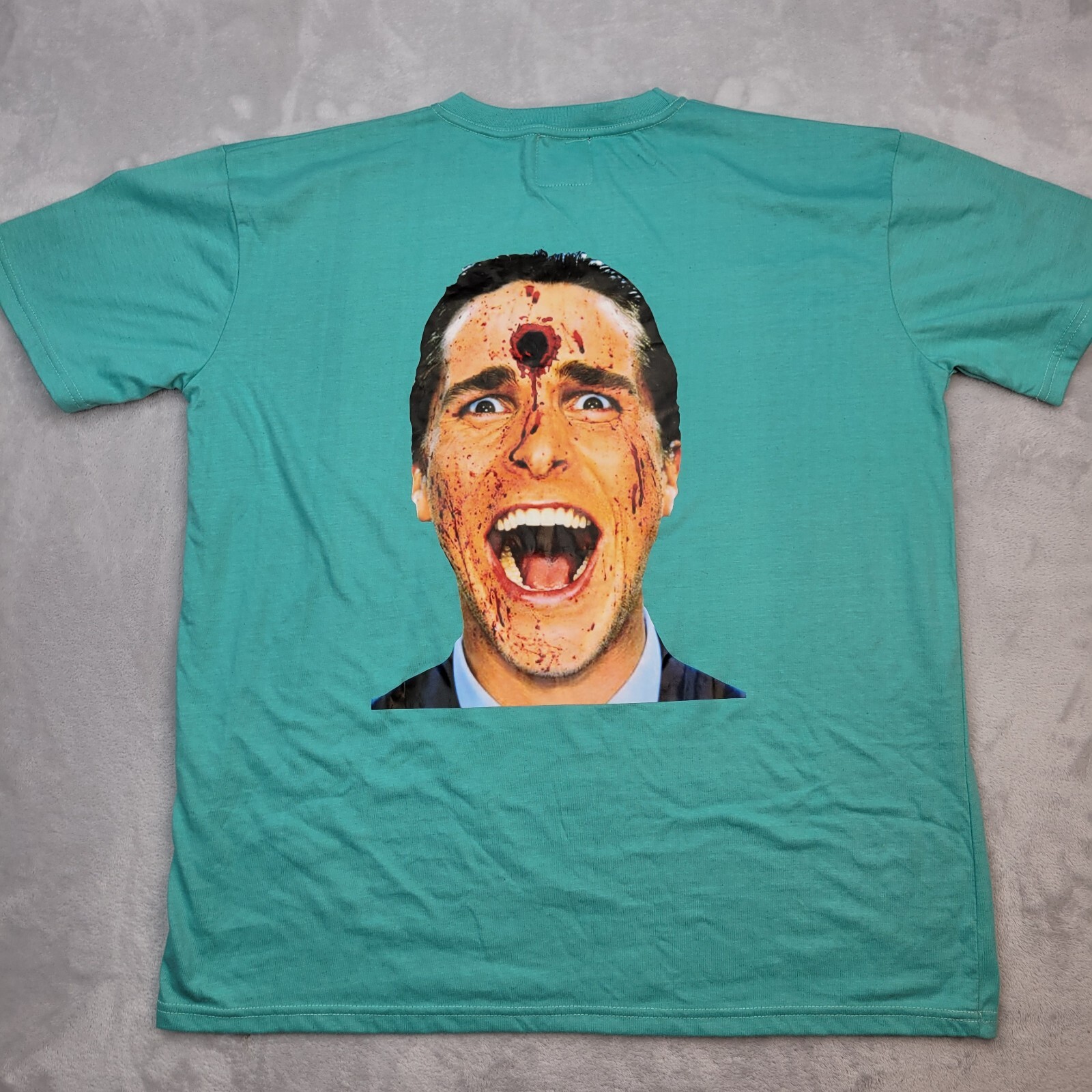 Macchanistan Shirt Mens Large Blue Streetwear Movie Bale Headshot Blood Hit Here gallery