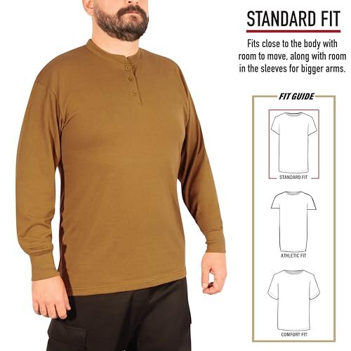 Rothco Desert Sand Long Sleeve Henley T-Shirt 21035 - XL gallery