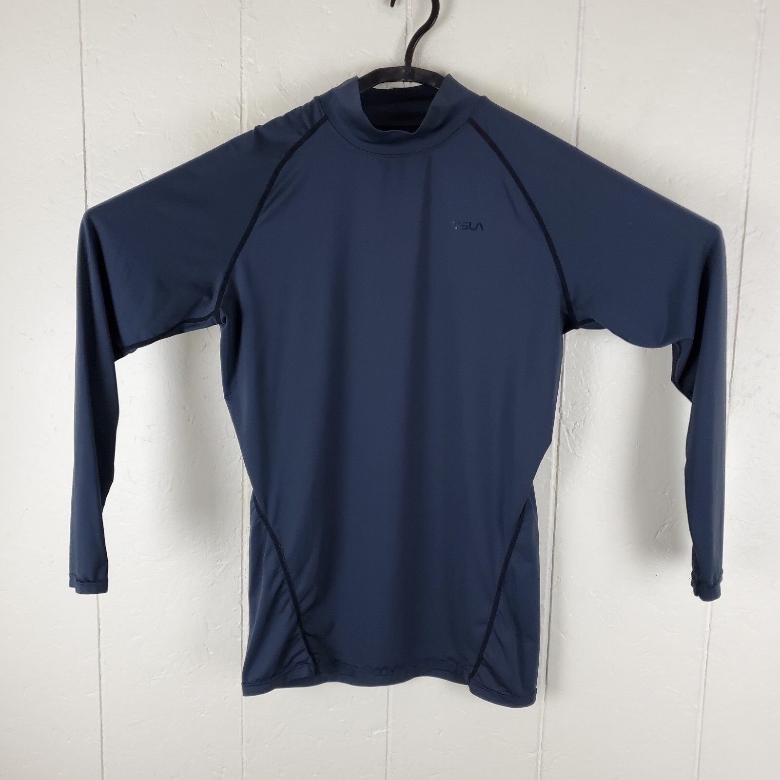 Tesla Shirt Mens Large Gray High Neck Logo Long Sleeve Stretch Pullover gallery